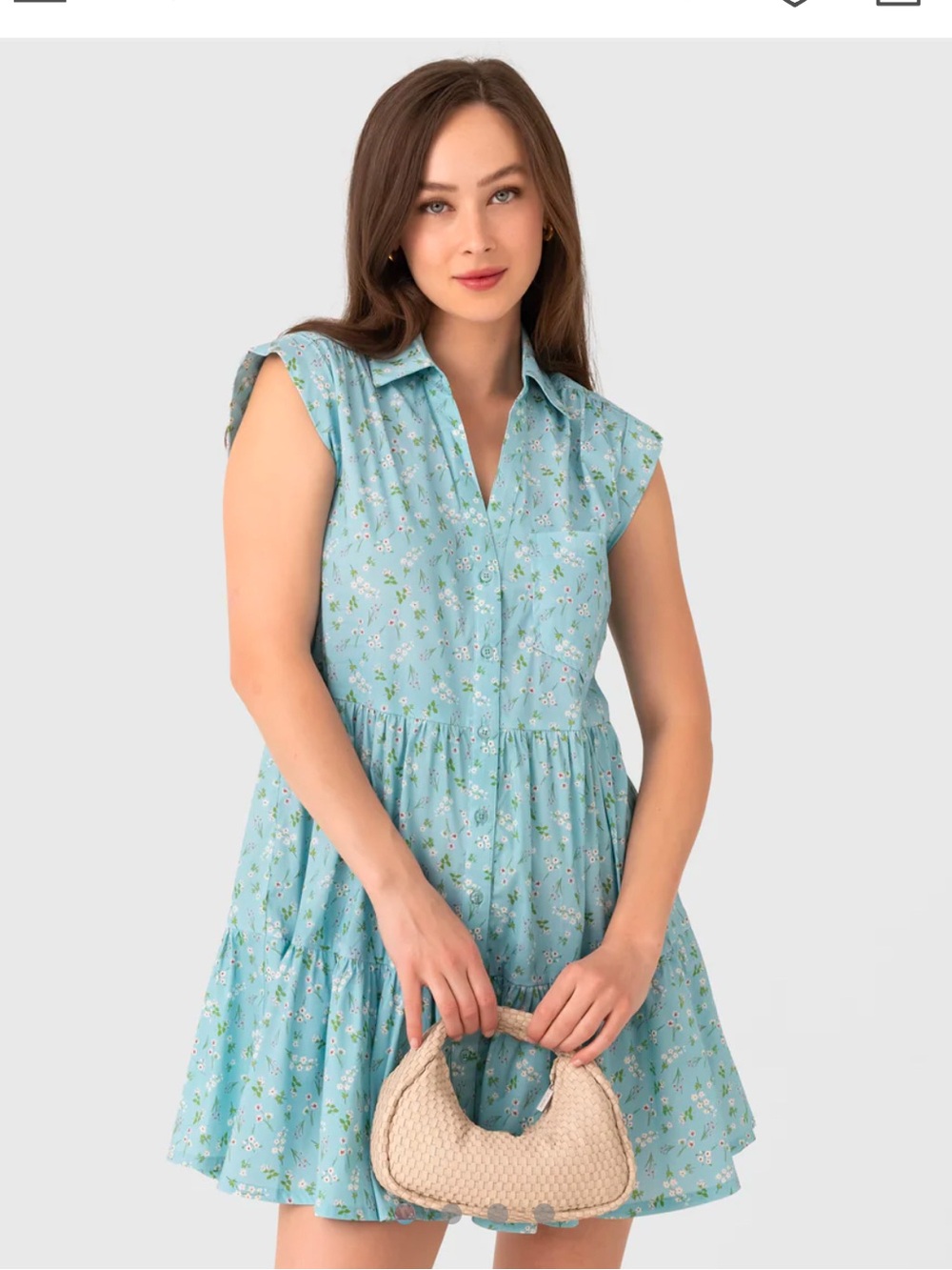 Lenu Light Blue Floral Tiered Casual Dress